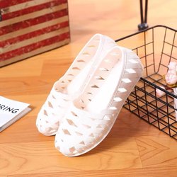 Damen-Sommersandalen, rutschfest, bequem, atmungsaktiv, Einzelschuhe, flache Unterseite, runde Zehenpartie, einfarbig, hochwertige PVC-Netzschuhe 41 weiß