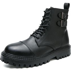 Mode Koreanische version männer high top leder schuhe Trendy männlichen stil Täglichen party outdoor freizeit business dicken sohlen männer stiefel 45 schwarz