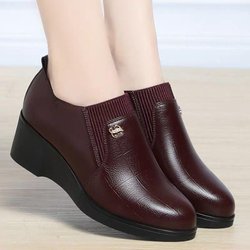 Slope Order Schuhe für Damen, Herbst- und Mittelalterschuhe, Lederschuhe mit mittelhohem Absatz, Schuhe mit weicher Sohle, bequeme Damenschuhe 40
