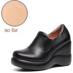 8cm Kleine Größe 32-43 Mode Tiefes Dekolleté Plateau Keilabsatz Schuhe Damen Pumps Slipper 2025 Herbst High Heels Schuhe für Büro Mutter Arbeit 42