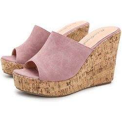 Neue trendige Damenmode-Keilsandalen, offene Peep-Toe-Espadrille-Plateau-Sandalen, Damen- und Mädchen-Wedges, Sommer-Bohemien-Slip-on-Sandalen mit Absatz 40 rosa