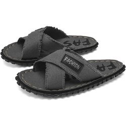 Sommer Herren Canvas Hausschuhe Stoff Zuhause Herren Hausschuhe Outdoor Gummi Flach Herren Sandalen Lässige Pantoletten Hausboden Hausschuhe 43 grau