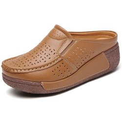 Damen Bequeme Mama Hausschuhe Ausgehöhlt Vielseitige Shake Schuhe Dicke Sohle Matsuke Baotou Halbschuhe 39 orange