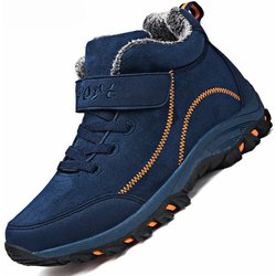 Wasserdichte Winterstiefel für Herren aus Wildleder, warme Schneestiefel für Damen, Arbeitsschuhe, Freizeitschuhe, hohe Stiefeletten mit rutschfester Sohle 42 navy blau