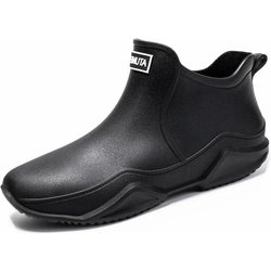 Regenschuhe Knöchel Damen Wasserdichte Schuhe Regenstiefel Herren Rutschfest Abriebfest Plüsch Mode Küche Sommer 44 schwarz