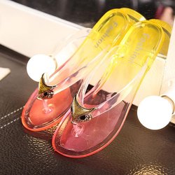 Kristallmode rutschfeste Flip-Flops Strandsandalen und Hausschuhe Studentinnen Ins koreanische Version der flachen Unterseite tragen Hausschuhe 41