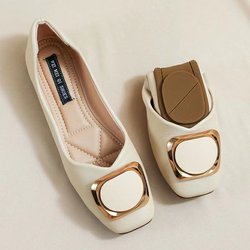 Frühling und Herbst Koreanische Version Square Toe flache Schuhe Damenmode Freizeitschuhe Flachmund Turnschuhe 40 apricot