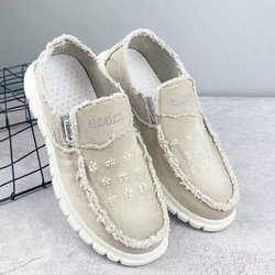 Alte Peking-Stoffschuhe Herren-Segeltuchschuhe Kleine Gänseblümchen Herrenschuhe Slip-on Freizeitschuhe Atmungsaktive Bettlerschuhe 40 grau