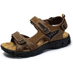 Neue Marke Klassische herren Sandalen 2024 Sommer Echtem Leder Sandalen Männer Ferien Outdoor Casual Schuhe Mann Sandale Strand Männlichen 42 dunkelbraune