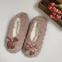 Gemütliche, atmungsaktive, warme Hausschuhe für den Innenbereich, flauschiges Kunstfell, weiche Sohle, Barfußgefühl, rutschfeste, mit Plüsch gefütterte Bodenschuhe 41-42 dunkel rosa