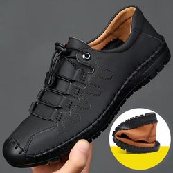 Herren Schuhe aus Rindsleder Atmungsaktiv Rutschfest Verschleißfest Fahrschuhe Hochwertig Handgenäht Trendig Allround-Passform Sportpedalschuhe 38 schwarz