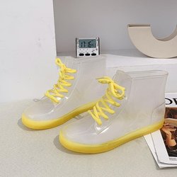 Transparente Regenstiefel, Damenmode, koreanische Regenstiefel für Erwachsene, Studenten-Gelee-Schuhe, wasserdichte Schuhe, niedliche Wasserstiefel, rutschfeste Gummi-Schuhüberzüge 38