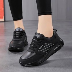 Frauen Laufschuhe für Gym Wasserdicht Schwarz Sneakers Sport Chunky Plattform Mode Herbst Rutschfeste Casual Damen Fitness Walki 38 schwarz