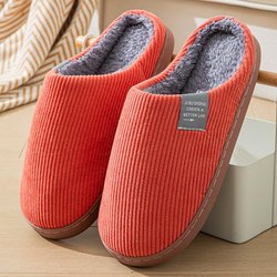 Hausschuhe, Warme Baumwollschuhe für drinnen, Rutschfeste Baumwollpantoffeln 38-39 rot