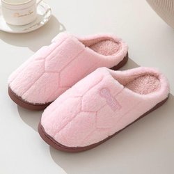 Bestellen Sie zwei Nummern größer Damen Hausschuhe Herbst warme Plüsch Hausschuhe Schlafzimmer Damen bequeme weiche Baumwollschuhe 40-41 rosa