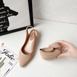 Sommer Shallow Mouth Jelly Sandalen Damen Flacher Boden Spitze Weiche Sohle Lässige Koreanische Kunststoff-Outwear Low-Top-Arbeitsschuhe 41 apricot