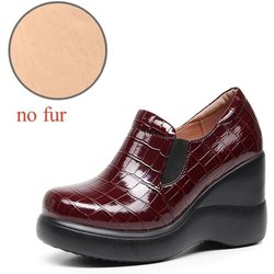 8cm Kleine Größe 32-43 Mode Tiefes Dekolleté Plateau Keilabsatz Schuhe Damen Pumps Slipper 2025 Herbst High Heels Schuhe für Büro Mutter Arbeit 33