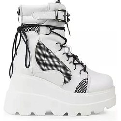 2024 neue Frauen Punk Gothic Motorrad Stiefel 2024 Plattform Chunky High Heel Ankle Boot Damen Kühlen Keil Frau Schwarze Weibliche Schuhe 38