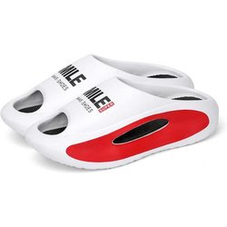 Sommer Sneaker Hausschuhe Für Frauen Männer Dicken Boden Plattform Rutschen Weiche EVA Hohl Unisex Sport Sandalen Casual Strand Schuhe 38-39 rot