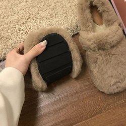 Kaninchenhaar Dicke Schuhe Sohlen Winter Wolle Innen Steigen Außen Tragen Faule Menschen Ziehen Plüsch Bean Schuh 35 khaki