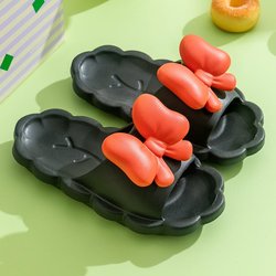 Damen-Sommerkleidung, niedliche und weiche Zuhause-Paar-Schleifensandalen und Hausschuhe mit weichen Sohlen 40-41 schwarz