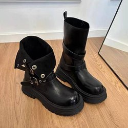 Britische Martin Boots Damen 2025 neu Herbst Retro Damen Schuhe Maillard braune Stiefel Plateau schwarze kurze Stiefel 40 schwarz