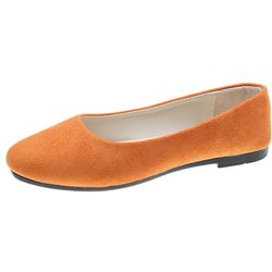 Damen- und Mädchen-Schuhe, einfarbig, Übergröße, flach, flach, bequem, lässig, Einzelschuhe, 19 Farben 39 orange
