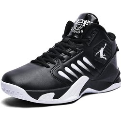 High-Top-Basketballschuhe für Herren, Outdoor-Sneakers für Herren, verschleißfeste Schuhe mit Luftdämpfung, atmungsaktive Sportschuhe, Unisex-Paarschuhe 39 schwarz