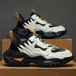 Herrenschuhe, Sommer-Sportschuhe, Herren-Lauf-Freizeitschuhe, innen, erhöhte Höhe, schwarze Dad-Tide-Schuhe 44 weiß/schwarz