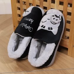 Baumwollpantoffeln, Damenschuhe, Glückskatze, Warme Schuhe, Paar-Baumwollpantoffeln, Herrenschuhe, Rutschfeste Pantoffeln, Freizeitpantoffeln 42-43 schwarz