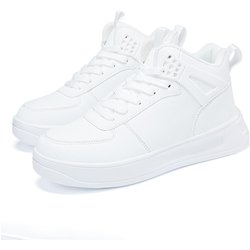TUINANLE High Top Sneakers Damen Herren Vielseitige Anti-Rutsch-Basketball-Sneakers Flache Skateboardschuhe 37 weiß