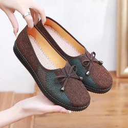 Stoffschuhe für Damen Rutschfeste Schuhe für ältere Menschen Superweiche flache Schuhe für ältere Menschen 40 braun