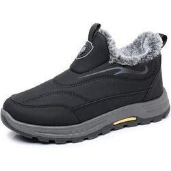 Herren-Winter-Fleece-gefütterte High-Top-Schuhe für den Außenbereich, rutschfeste Schneestiefel, verdickte, mit Fell gefütterte kurze Stiefeletten, warme, weiche Turnschuhe für Herren 44
