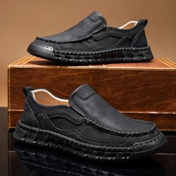 Neue Herren Freizeitschuhe Handgefertigte Leder Loafer Bequeme Herrenschuhe Flache Leder Mokassins Herren Sneakers 44 schwarz