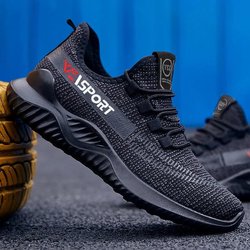 Leichte Herrenschuhe für Frühling und Herbst, rutschfeste Freizeitschuhe aus Netzstoff, atmungsaktive Sport-Laufschuhe 39 schwarz