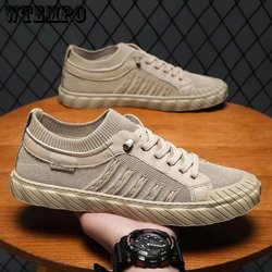 Canvas Herrenschuhe Bequeme All-Match-Sneakers Herren Sommer Atmungsaktives Ice Silk Tuch Casual Walking Outdoor Sports Loafers Neu 44 khaki