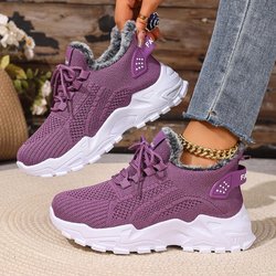 Neue Plus samt verdicken frauen sport schuhe mode lässig warme schuhe rutschfeste und stoßdämpfende winter laufschuhe 41