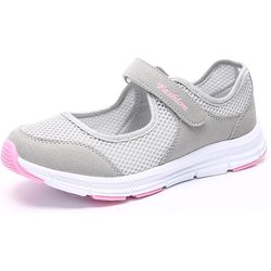 Damen mittleren Alters, lässige Mode, hohl, flacher Boden, Knopf, faule Turnschuhe, Größe 35–43 38 grau