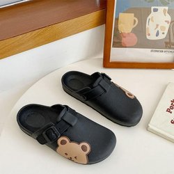 Hausschuhe Damen Sommer Mode Sandalen für den Außenbereich Niedliche weiche Unterseite Halbpaket Kopf Hausschuhe 40-41 schwarz