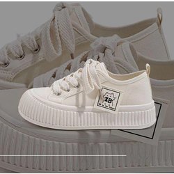 Frauen Einzelne Schuhe Frühling Sommer Plattform Student Wohnungen Weibliche Segeltuchschuhe 38 weiß
