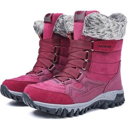 36-42 Damen-Winterstiefel mit hohen Bändern, rutschfest, wasserdicht, warm, aus Wolle, warm, große Größe, Schneestiefel, Damenschuhe 38