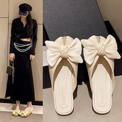Modische Rom Flachboden Damen Sandalen Sommerankunft Sanfter Stil Oberbekleidung Pantoletten Halbpantoletten für Damen 36-37 beige