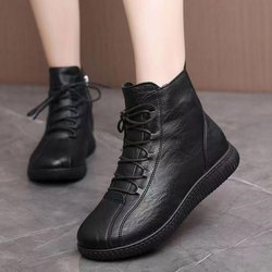 Mutter-Baumwollschuhe, kurze Stiefel, flache Damen-Baumwollschuhe, bequemer Winterplüsch für Damen 40 schwarz