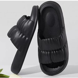 WTEMPO Damen Leichte Hausschuhe Sandalen Sommer Strand Weiche Sohle Weibliche Flip-Flops EVA Männer Damen Paar Home Badezimmer Anti-Rutsch-Rutsch-Rutschen 44-45 schwarz
