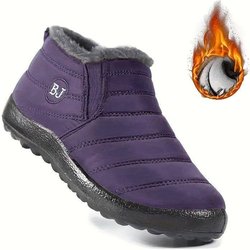 Ultrawarme Winterstiefel - Rutschfeste Dicke Sohle, Arktisgradig Isolierte Schneestiefel, Niedriger Absatz, Runde Zehenpartie, Outdoor-Wandern Einfarbig, Wanderstiefel 43 violett