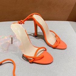 2023 Große Riemchensandalen mit offenem Zehenbereich und Stilettoabsatz für Damen – europäischer und amerikanischer Stil 43 orange