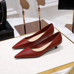 Damenmode Pendeln dünner niedriger Absatz spitzer flacher Mund vielseitige bequeme Einzelschuhe flache Schuhe 37 wein rot