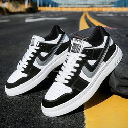 2024 Weiße Low-Top-Sneaker für Herren: Modisch, vielseitig und atmungsaktiv für Frühling/Sommer 40 schwarz
