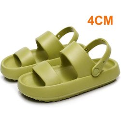 Sommer Dicken Boden Wolke Hausschuhe Frauen Komfort Weiche Sohle Plattform Sandalen Frau Im Freien Nicht-slip Strand Slides Flip-Flops 36-37 grün
