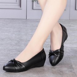 Büroschuhe Damen Keilabsatz Lackleder Schwarze Schuhe Arbeitsschuhe Damenschuhe 35 schwarz